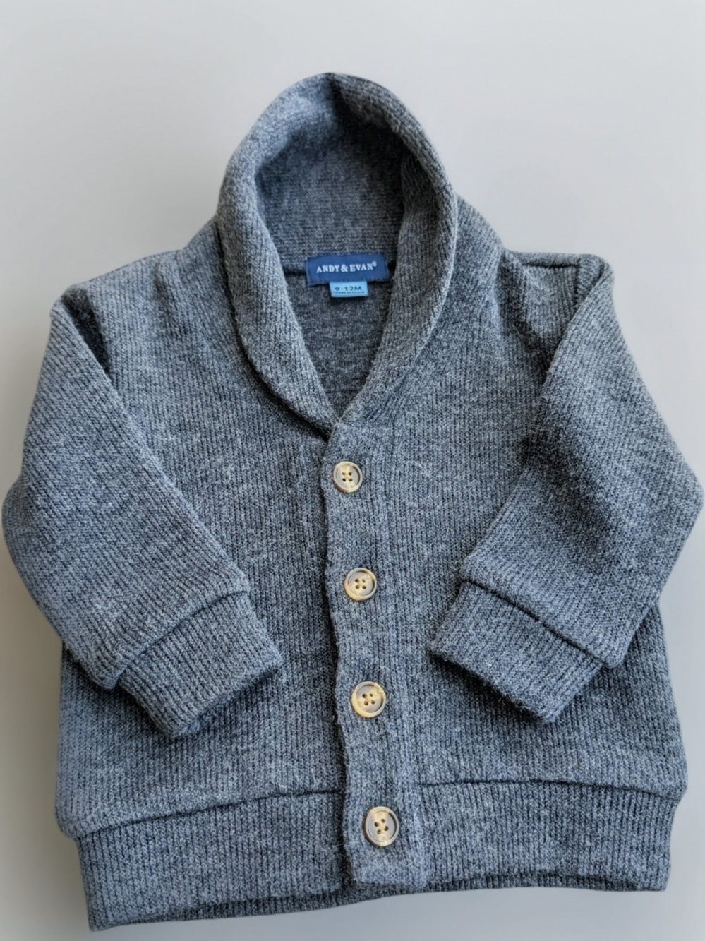 Andy & Evan Gray Shawl Collar Button Cardigan Sweater